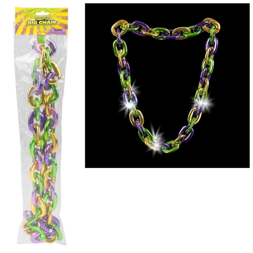 48 Wholesale 38 inch LighT-Up Big Chain Mardi Gras Necklace image