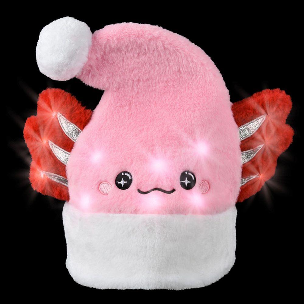 48 Wholesale LighT-Up Pink Axolotl Santa Hat image