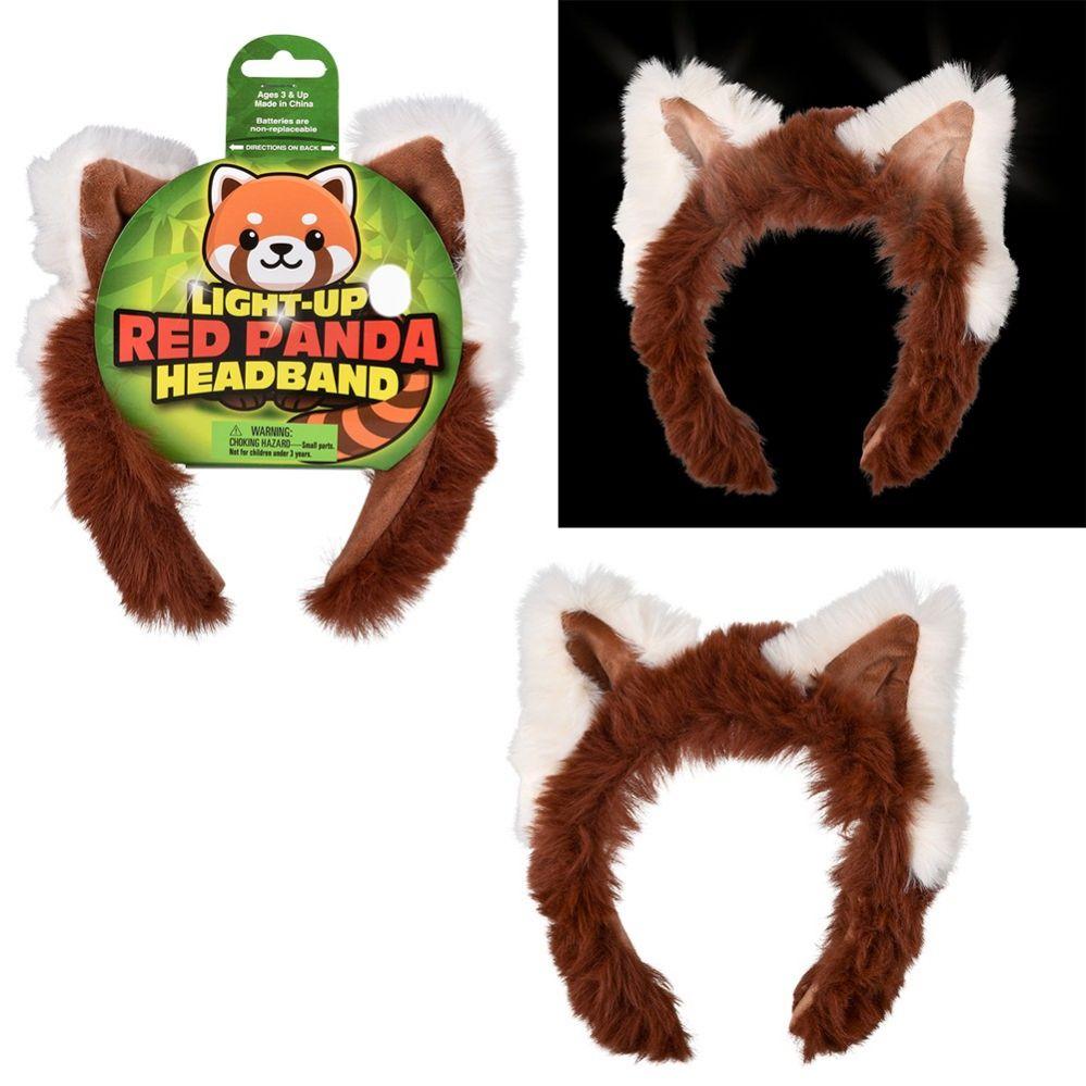72 Wholesale LighT-Up Plush Red Panda Headband image