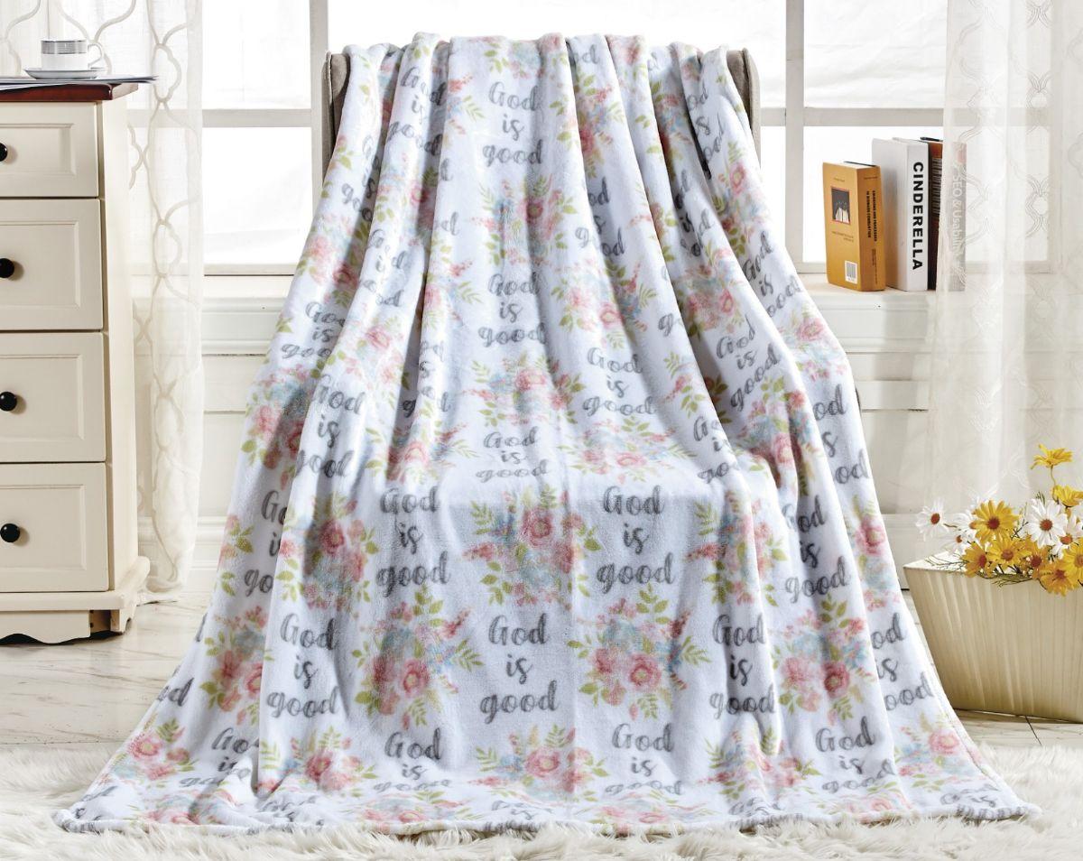 12 Wholesale Micro Plush Warm Fleece Holiday Throw Blanket 50 X 60 God Is Blessed image
