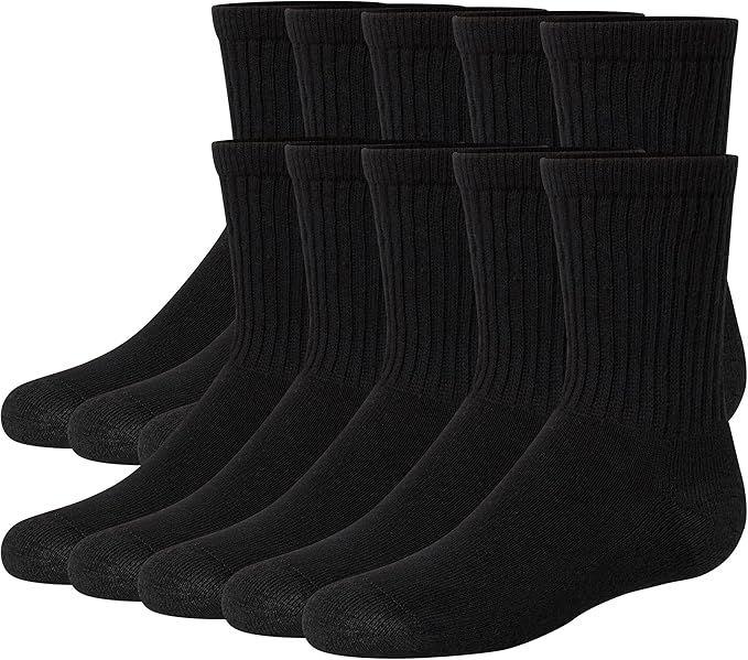 720 Wholesale Hanes Boys Black Crew Socks Size 9-11 image