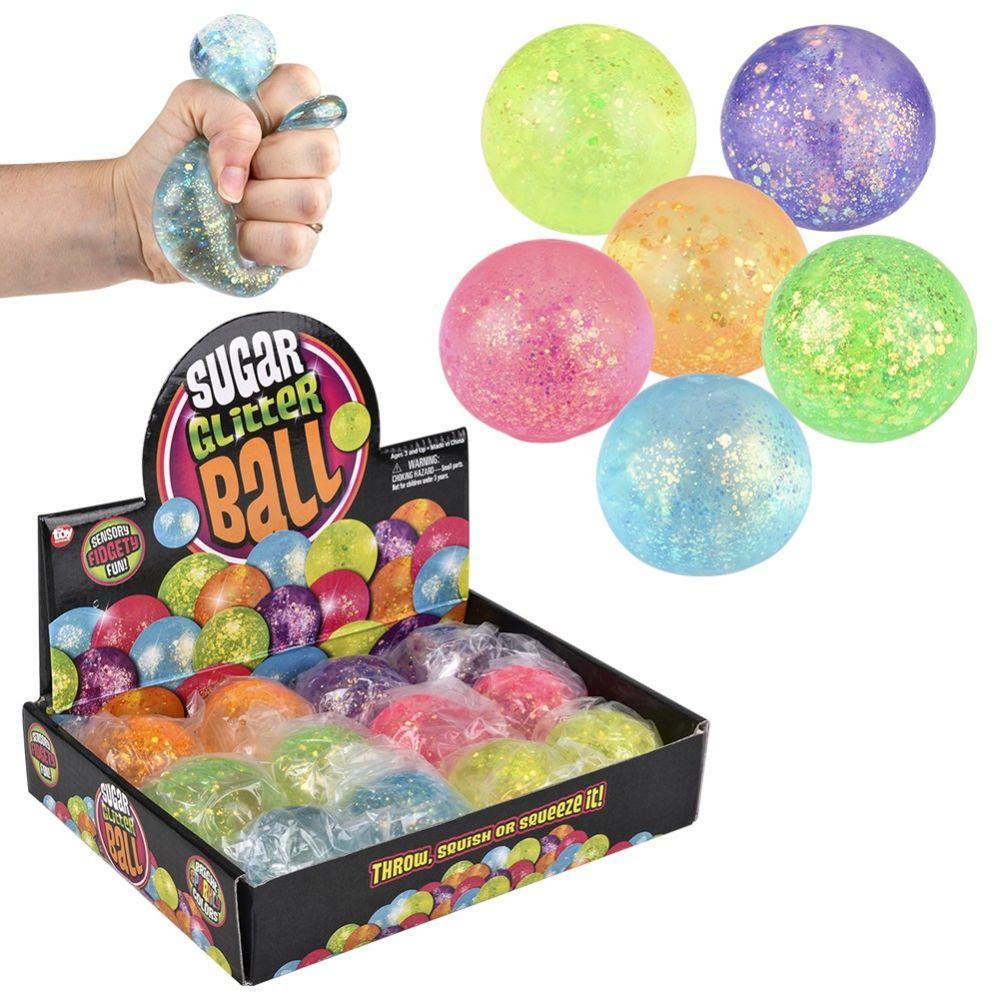 96 Wholesale 2.4 inch Squeezy Glitter Sugar Ball image