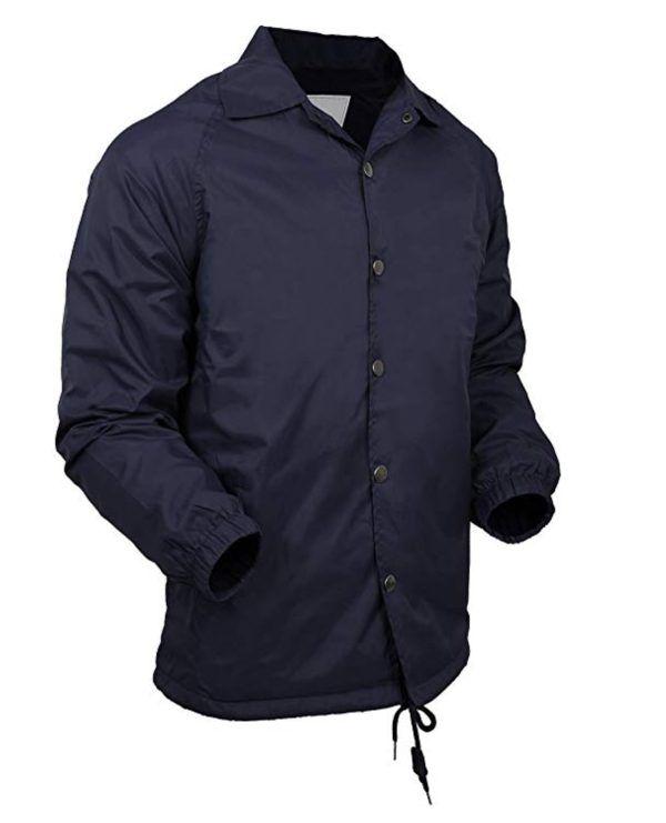 12 Wholesale Mens Lightweight WateR-Resistant Windbreaker Coach Jacket Navy C image