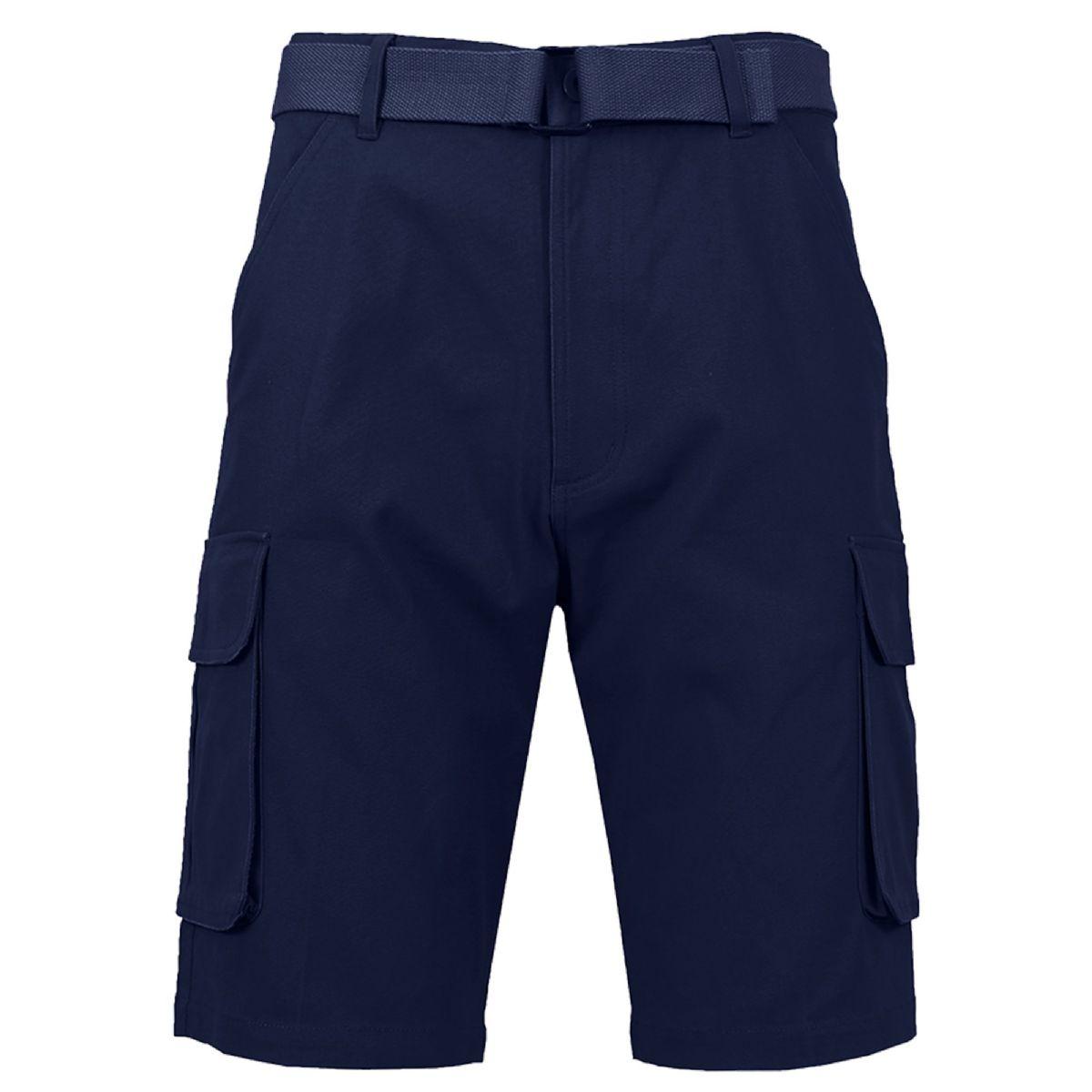 12 Wholesale Mens 13in Inseam Twill Belted Cargo Shorts Navy image