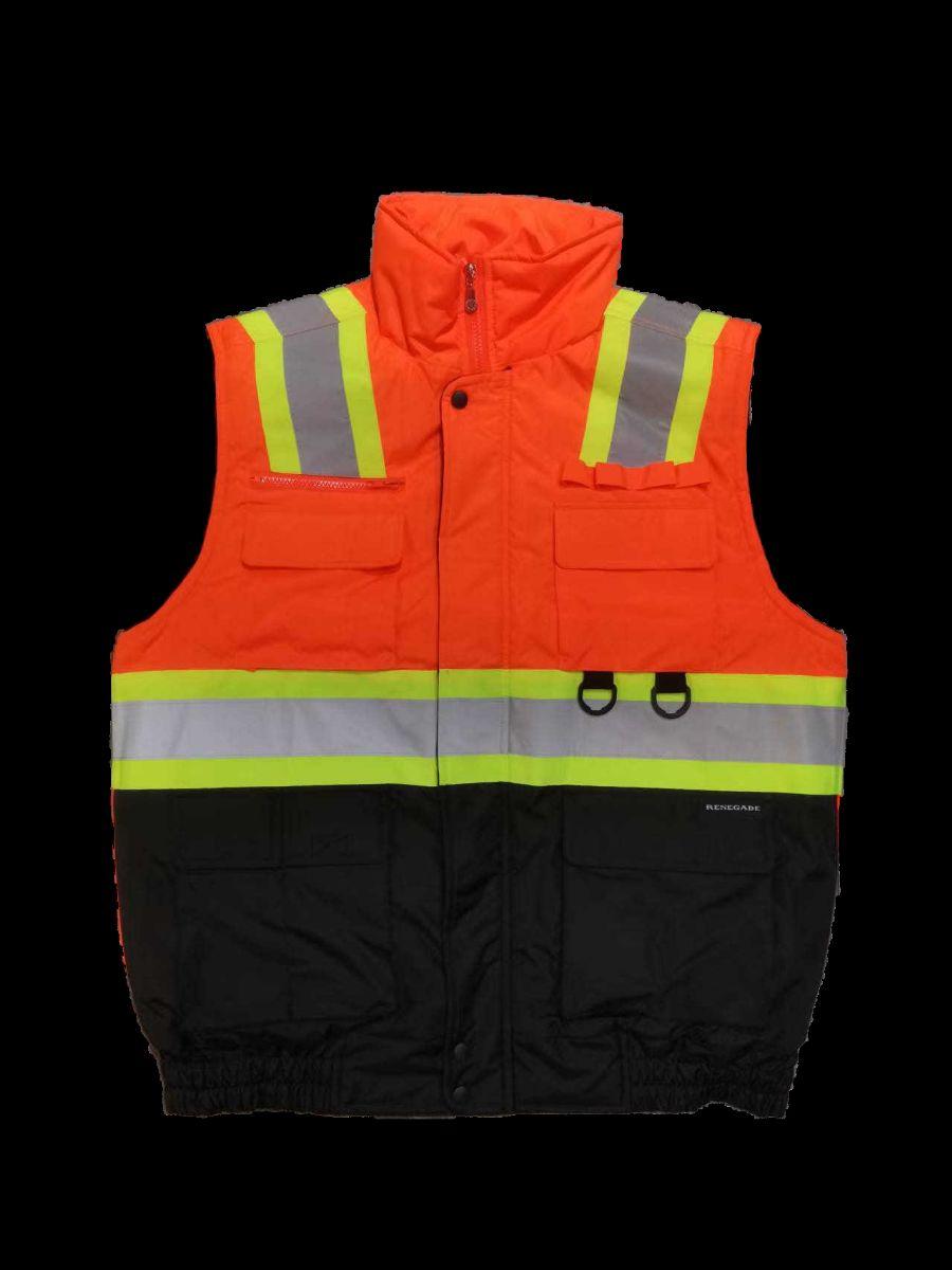 12 Wholesale Mens High Viz Class 3 Heavy Padded MultI-Pocket Vest Orange image