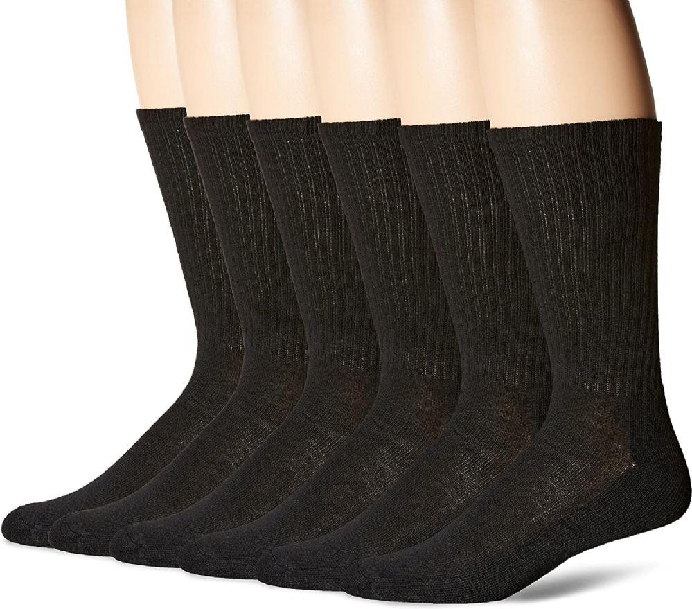 720 Wholesale Hanes Mens Black Cushioned Crew Socks, Shoe Size 6-12 image