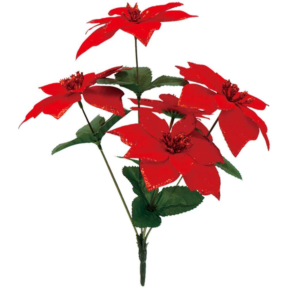72 Wholesale 5-Heads Poinsettia Red image