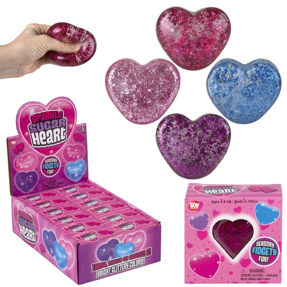 72 Wholesale Squeezy Sparkle Sugar Heart 2.5 Inch 12ct image