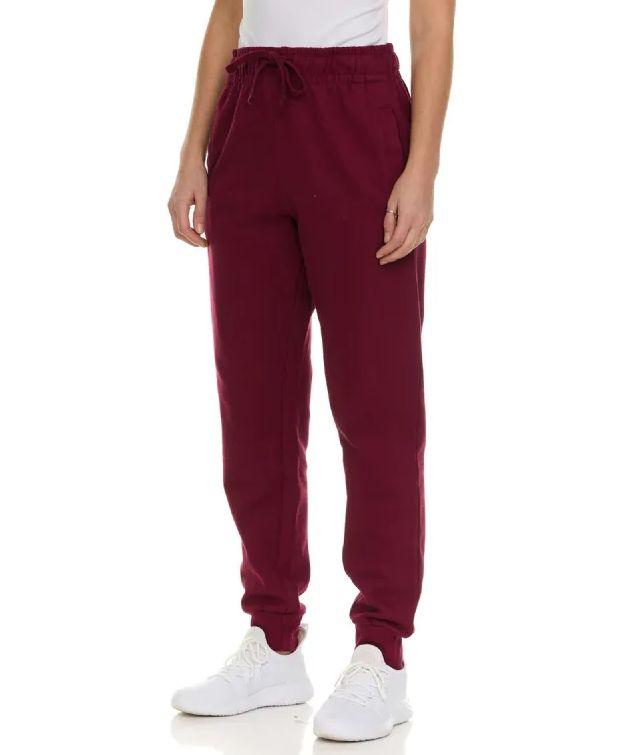 48 Wholesale Womens Fleece Lined 3 Pocket Jogger Burgundy Size Small image