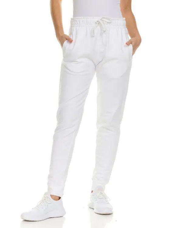 144 Wholesale Womens Fleece Lined 3 Pocket Jogger White Size Medium image