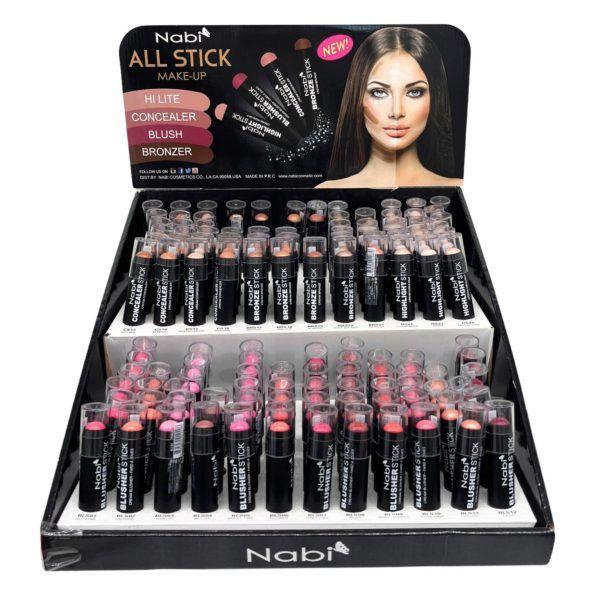 144 Wholesale Nabi High Lite, Conceal, Blush & Bronzer Sticks In Countertop Display image