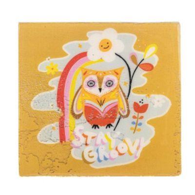 48 Wholesale Wall Decor Block Sign Stay Groovy Owl Orange Wood4x4 image