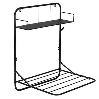Wholesale Laundry Folding Rack W/shelf 24x20x31 Wall Mount Black Color Label image