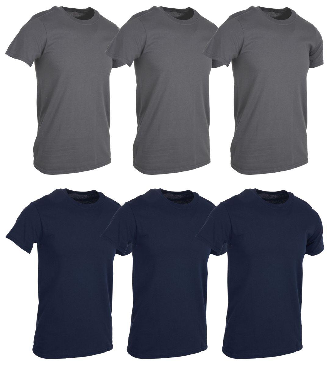 12 Wholesale Men's Cotton Short Sleeve T-Shirt Size Small - Navy And Gray image