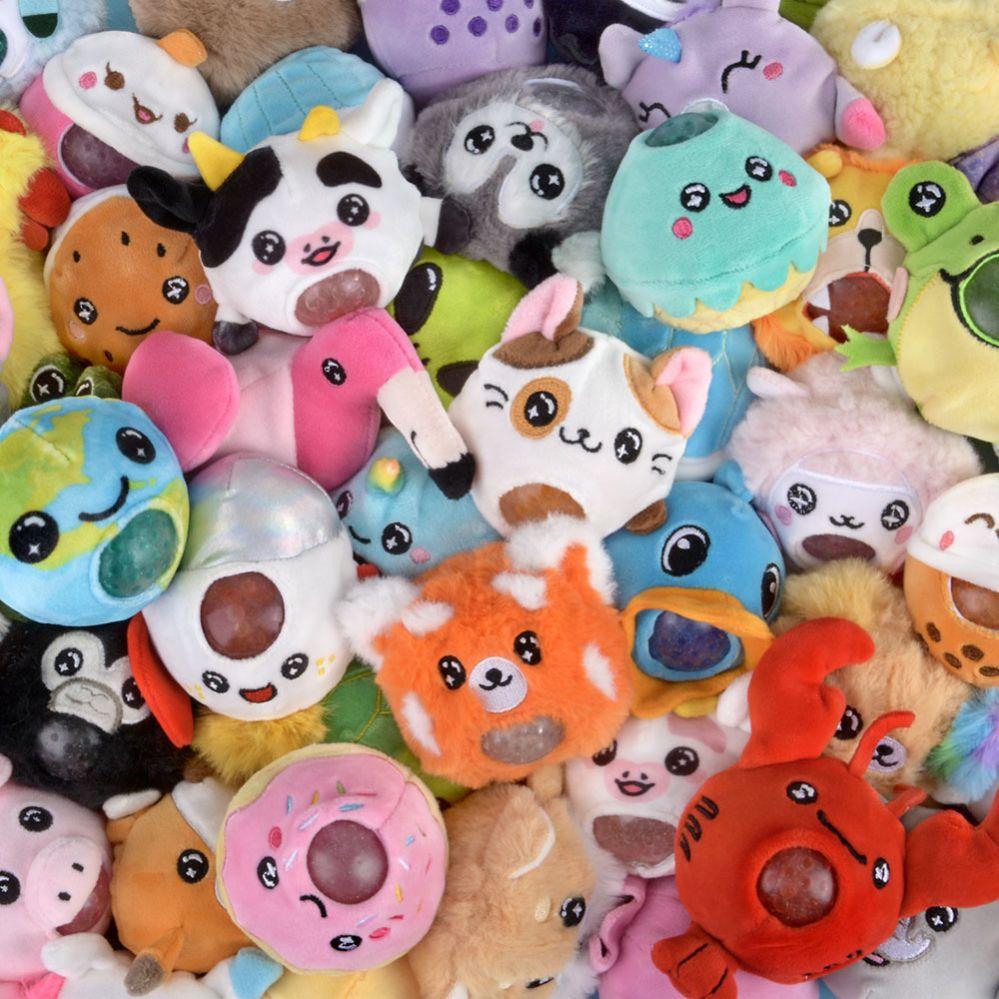 72 Wholesale Squeezy Bead Plush Mix 3 inch 72 Pcs/ image