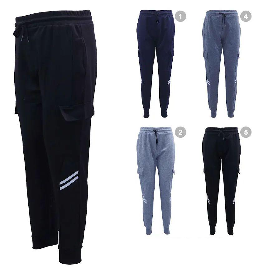 18 Wholesale Mens Jogger Pants with Double Stripes image