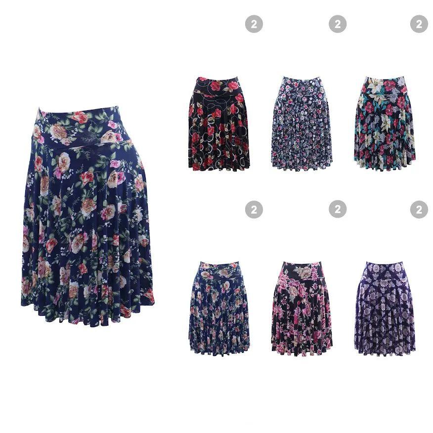 24 Wholesale Womens A-Line Skirts Assorted Floral Patterns image