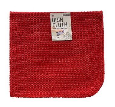 60 Wholesale Dish Cloth 2pc Waffle Red 12x12in image