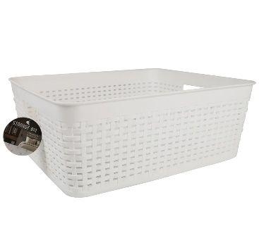 12 Wholesale Bh White Plastic Basket 14x11.4x5.3 inches image