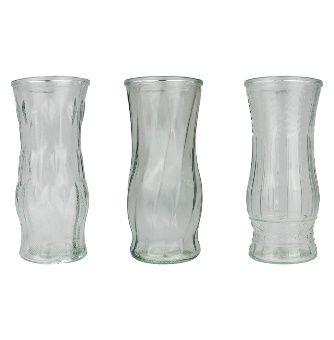 24 Wholesale Clear Glass Vase 3 Assorted 4 X 8.5 Inches image