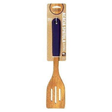 72 Wholesale Acacia Slotted Spatula Silicone Handle image
