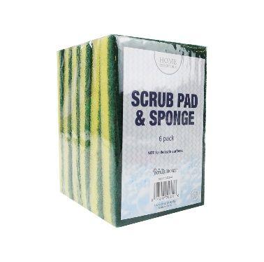 48 Wholesale Bh Scrub Pad & Sponge 6ct 5.5x3.5x0.59 image