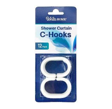 72 Wholesale Bh Shower Curtain Rings 12ct White image