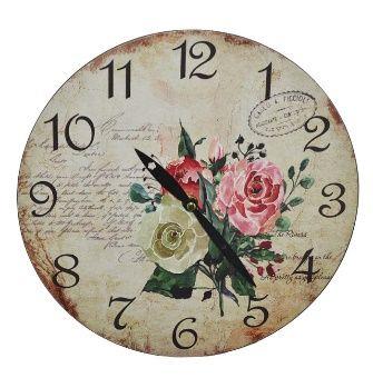 12 Wholesale Mdf Wall Clock Rose Design 11.3. Inches image