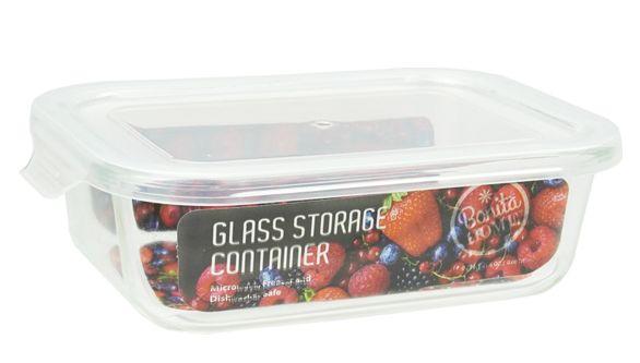 24 Wholesale Bh Rect Glass Container White Lid 21.6oz image