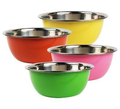 24 Wholesale Metal Bowl Asst Colors 9.44x0.31 in image
