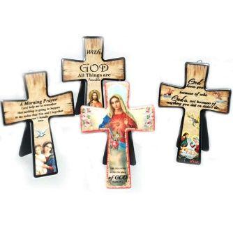 72 Wholesale Bh Religious Cross Ceramic Assorted 4.7 X 6.8 Inches image