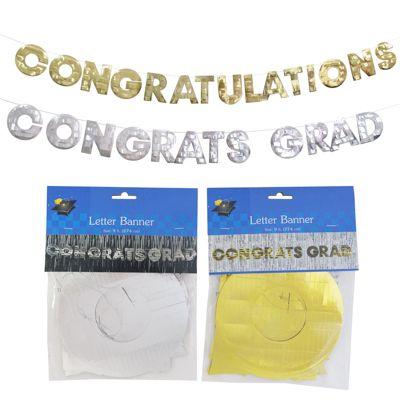 24 Wholesale Grad Foil Brush Banner 9ft 2 Asst Colors Pbh image