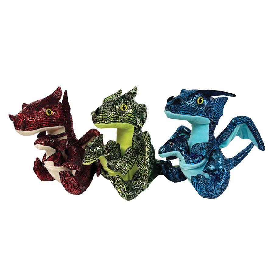 24 Wholesale Plush Dragon W/ Baby - 3 Asst. Colors image