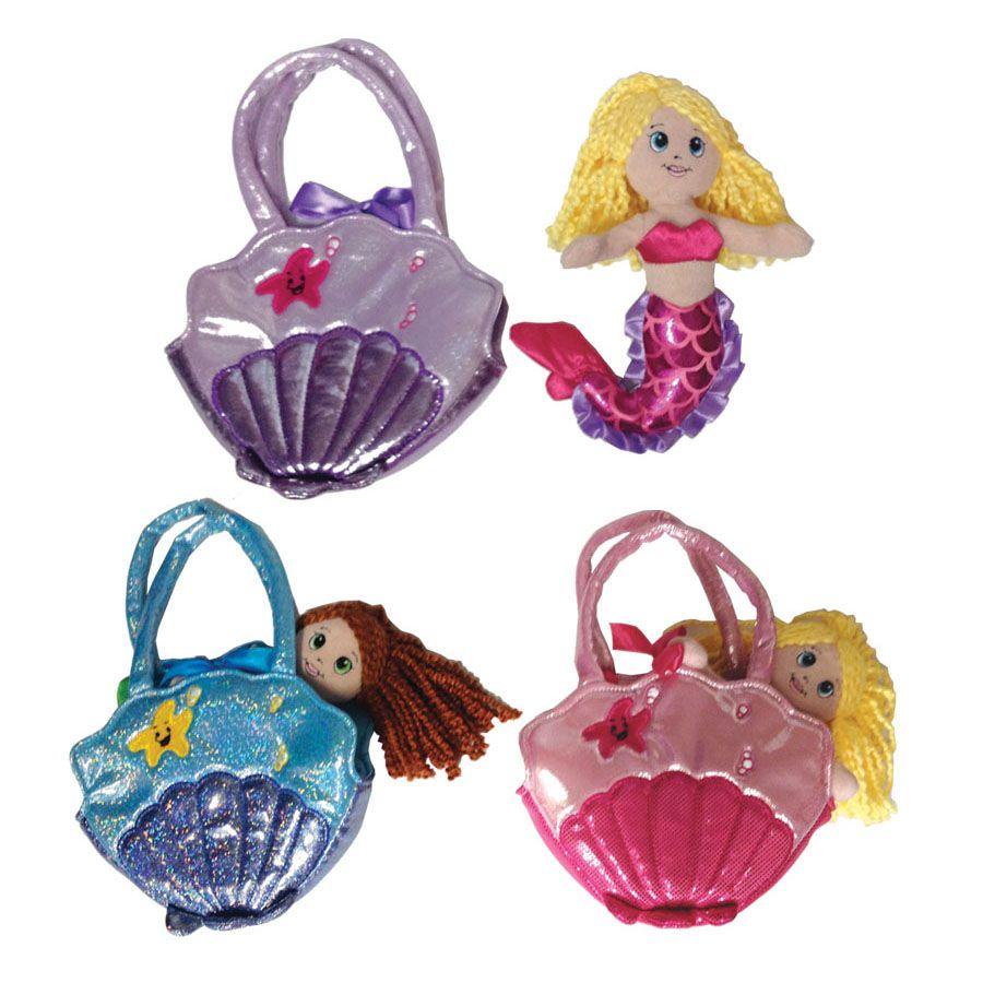 24 Wholesale Mermaid Plush Shell Handbag - 3 Asst. Styles image