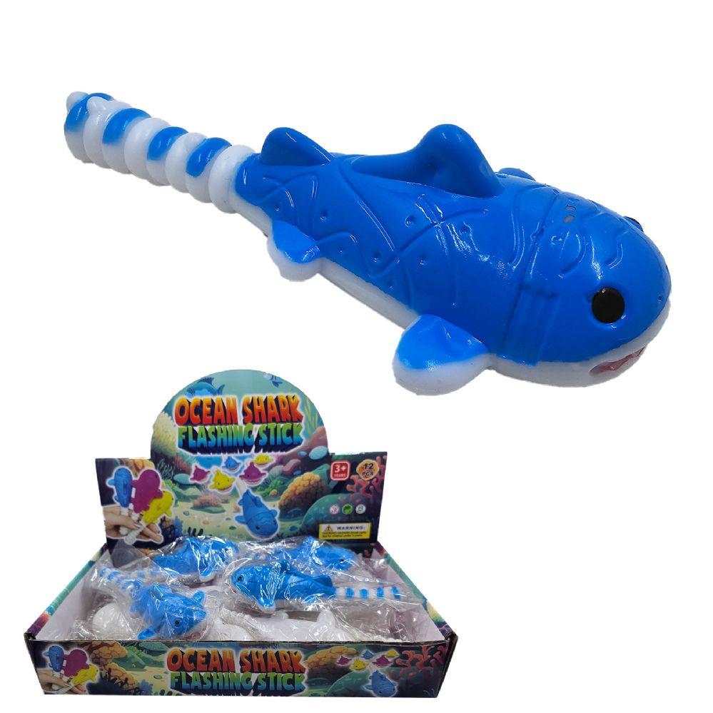 12 Wholesale 5 inch Ocean Shark Stick W/lights - Asst. Colors image