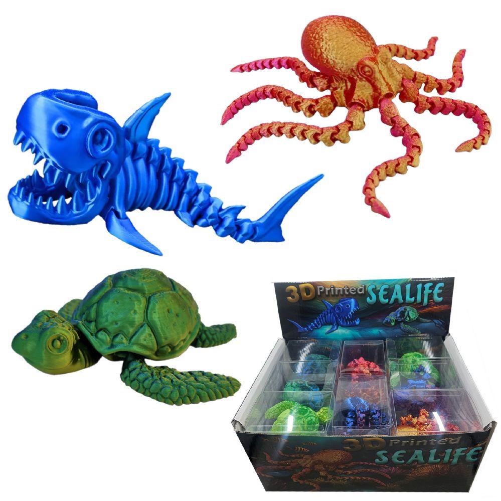 12 Wholesale 3d Printed Sealife Fidget - 3 Asst. Styles image