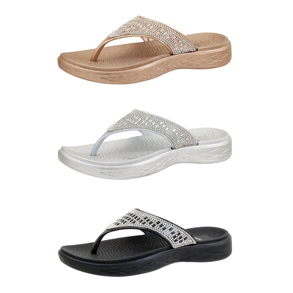 30 Wholesale Women's Metallic Rhinestone T-Strap Sandal Assorted image