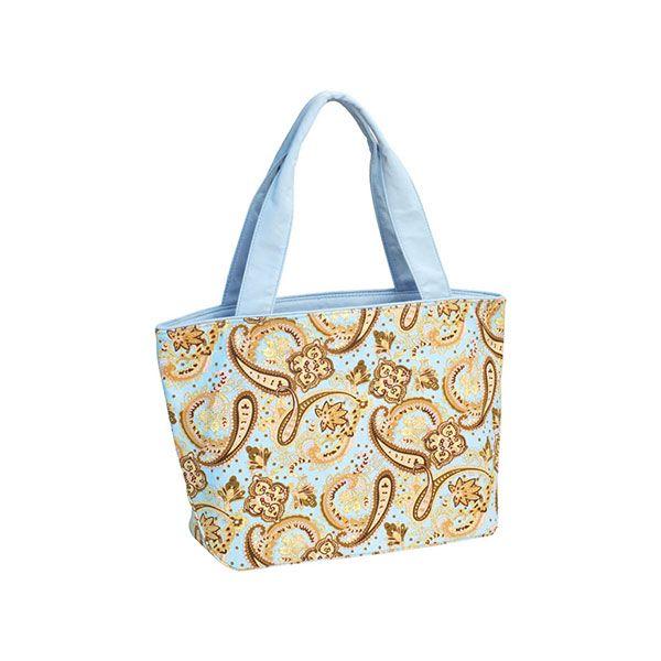 24 Wholesale Paisley Print Canvas Tote Bag L.BLUE image