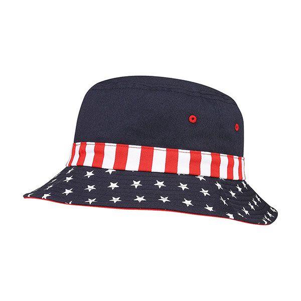 24 Wholesale USA Flag Bucket Hat FLAG-M image