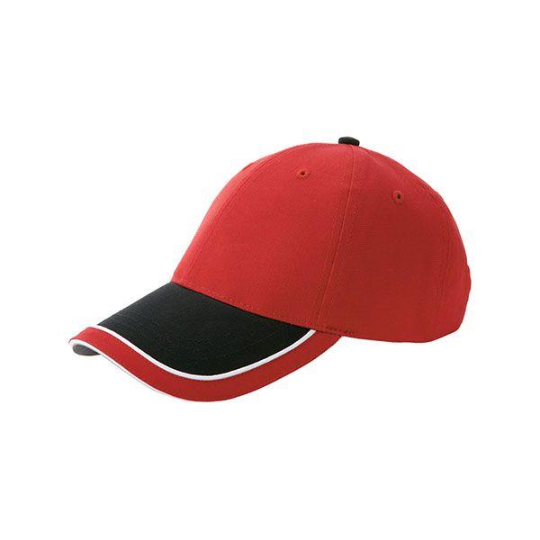 24 Wholesale Low Profile Cotton Cap RED-BLK-RED image