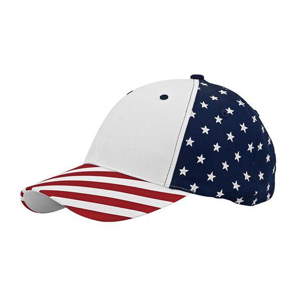24 Wholesale 6 Panel (Stru) Cotton Twill USA Flag Cap FLAG image