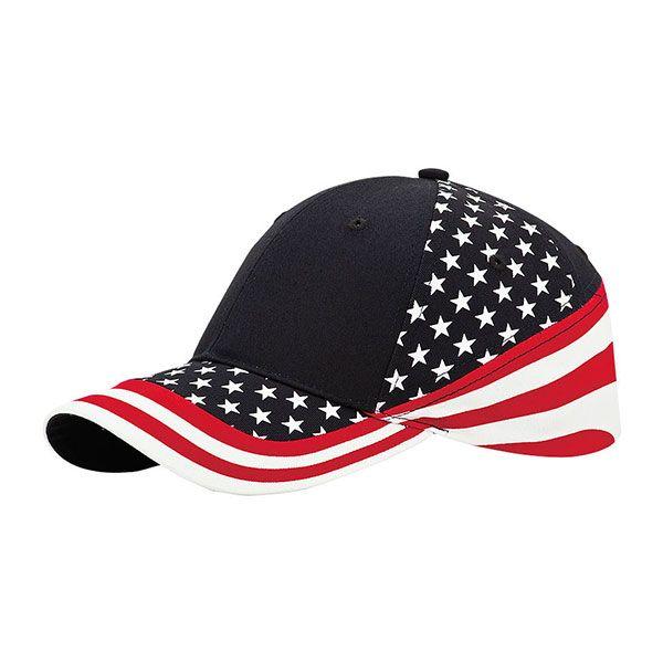 24 Wholesale 6 Panel Cotton Twill USA Flag Cap FLAG image