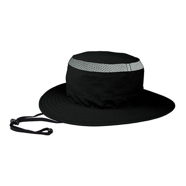 24 Wholesale Taslon UV Bucket Hat BLK-GULL-L image