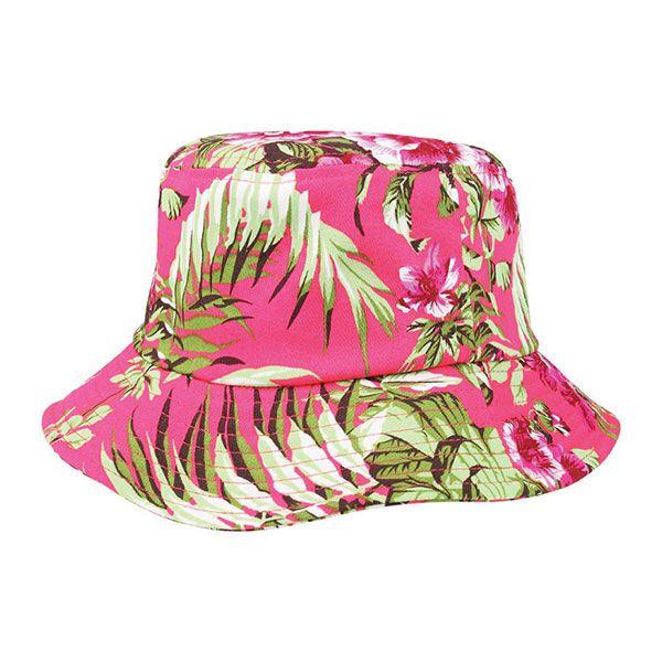 24 Wholesale Floral Bucket Hat FUCHSIA-L image