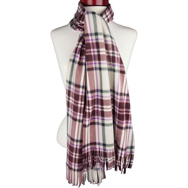 24 Wholesale Plaid Fleece Scarf KHAKI.PLAID image