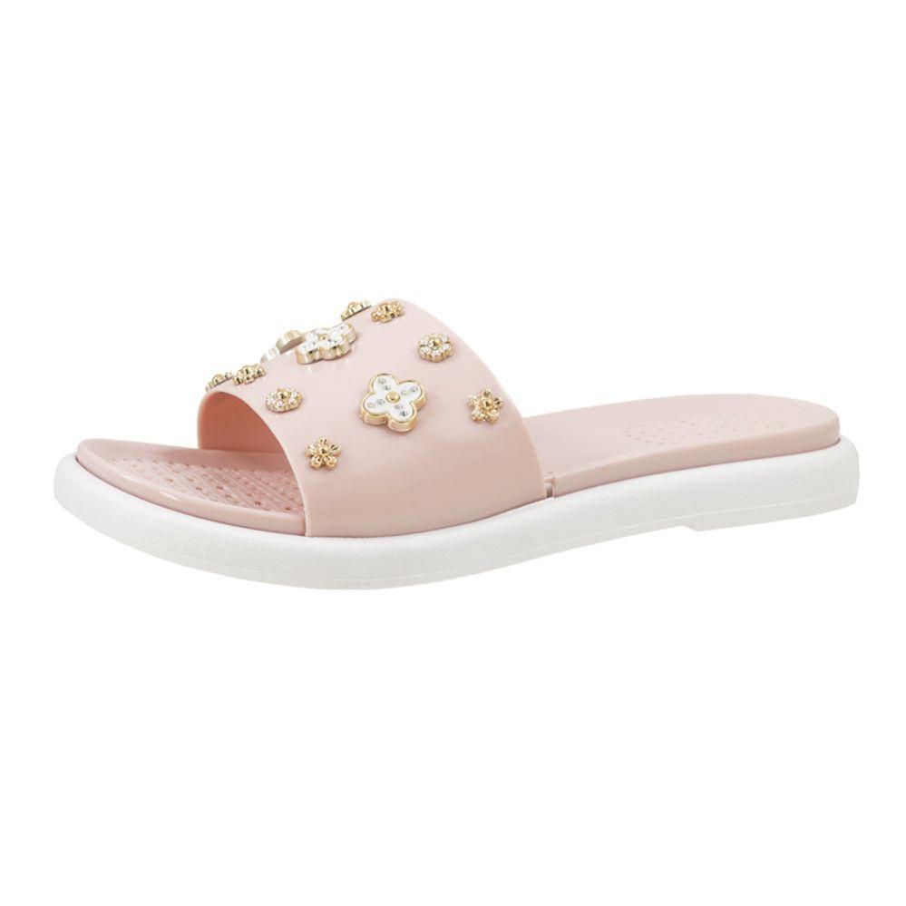 15 Wholesale Women's Flower Charms Slide Sandal Peach image