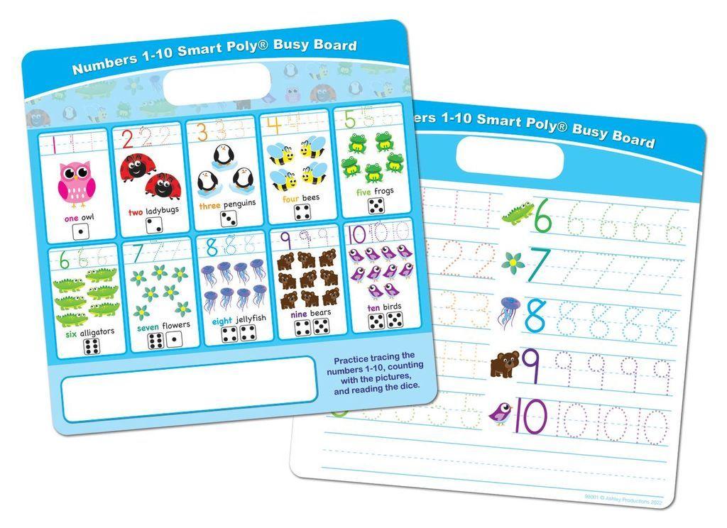 24 Wholesale Smart Poly, Educational Activity Busy Board, Dry Erase, 10.75 inch x 10.75 inch, Die Cut Handle Black , Marker, Numbers 1 to 10 image