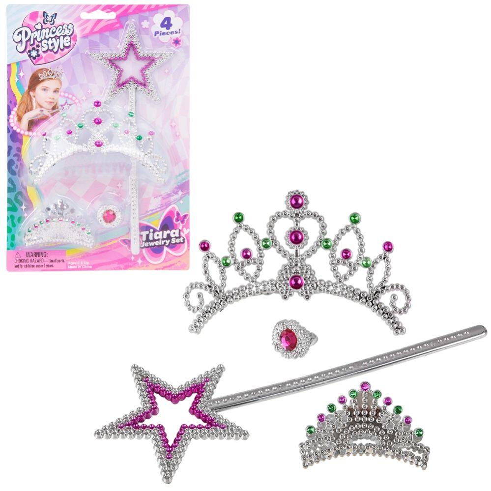 72 Wholesale Pretend Play Princess Jeweled Tiara 4pc Set image