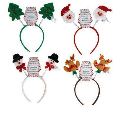 24 Wholesale Headbopper Christmas 4 Asst Reindeer/ Tree/ Snowman/ Santa Xmas Barbell Hdr image