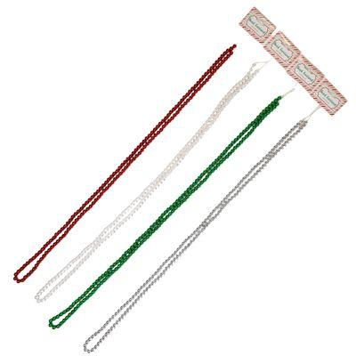 24 Wholesale Garland Deluxe 12mm Bead 6.5ft/ 78in L Red/ Green/ Pearl Hdr/ Open pb image